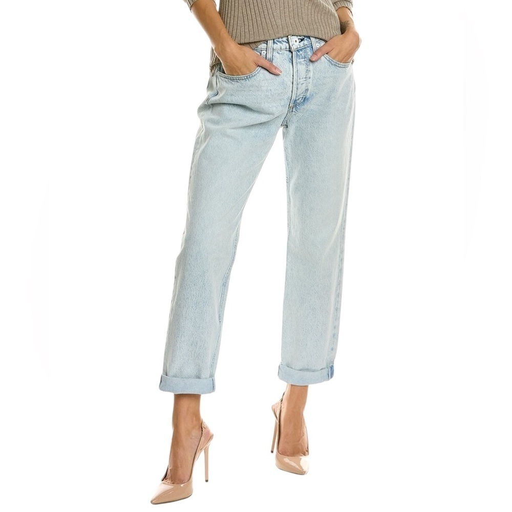 RAG & BONE ROSA MID RISE BOYFRIEND JEANS Button Fly Mid-Rise Raw Cuff He…